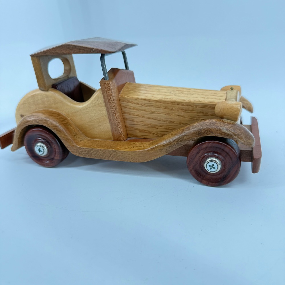 Wooden Vintage Car Toy OOAK Brown Handcrafted Roadster Decor Handmade